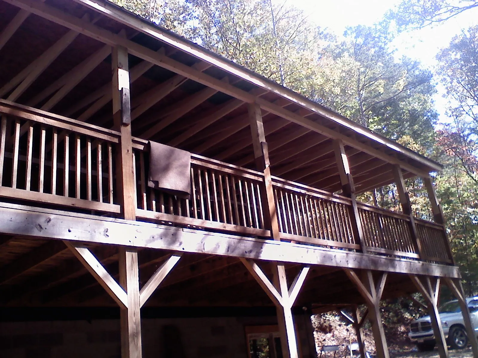 Timber framing under a new elevated porch and deck — Roof Leak Repair in Pardeeville by Roofing Brothers